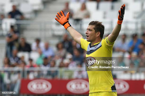 The French goalkeeper Cedric Carrasso during the French Ligue 1match between FC Girondins de Bordeaux and Stade de Reims at Nouveau Stade Bordeaux on...