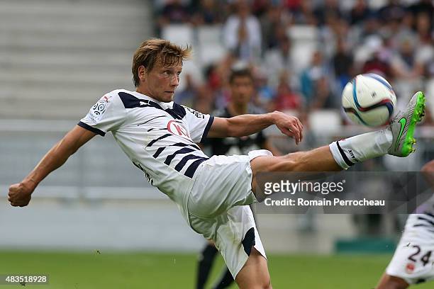 Clement Chantome in action during the French Ligue 1 between FC Girondins de Bordeaux and Stade de Reims at Nouveau Stade Bordeaux on August 9, 2015...