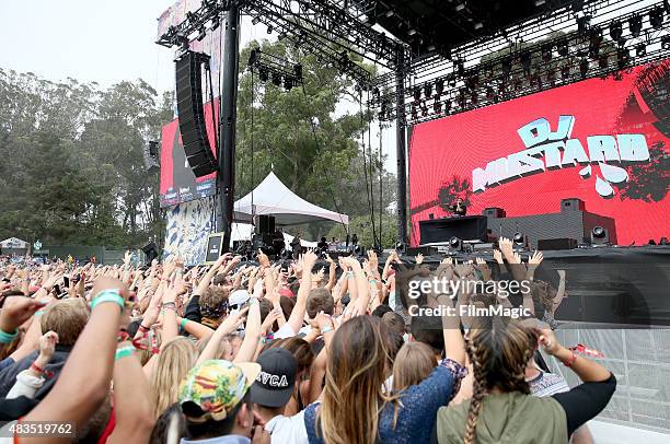 Mustard performs at the Twin Peaks Stage during day 3 of the 2015 Outside Lands Music And Arts Festival at Golden Gate Park on August 9, 2015 in San...