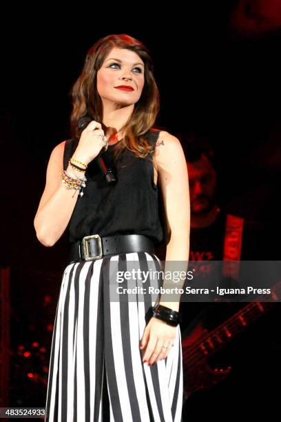 Alessandra Amoroso performs his concert at Unipol Arena on April 5, 2014 in Bologna, Italy.