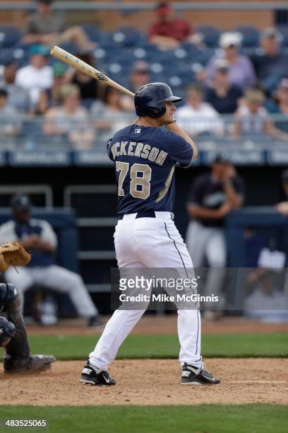 Alex Dickerson of the San Diego Padres gets ready for the next pitch during the game against the Seattle Mariners at Peoria Sports Complex on...