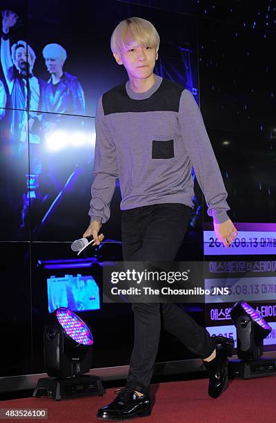 Baek-Hyun of EXO poses for photographs during the 2015 SM Town Screen Show in Seoul at COEX on August 4, 2015 in Seoul, South Korea.