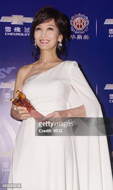 Actress Angie Chiu wins Annual Contribution of 17th Huading Awards on August 9, 2015 in Shanghai, China.