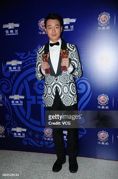 Actor Tong Dawei wins Best Chinese TV Actor of 17th Huading Awards on August 9, 2015 in Shanghai, China.