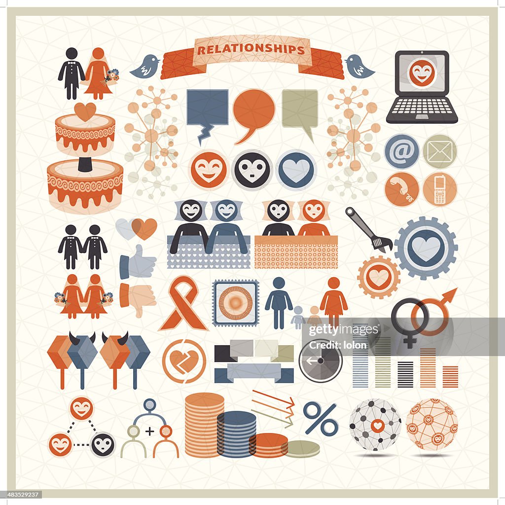 Relações humanos Infográfico ícones