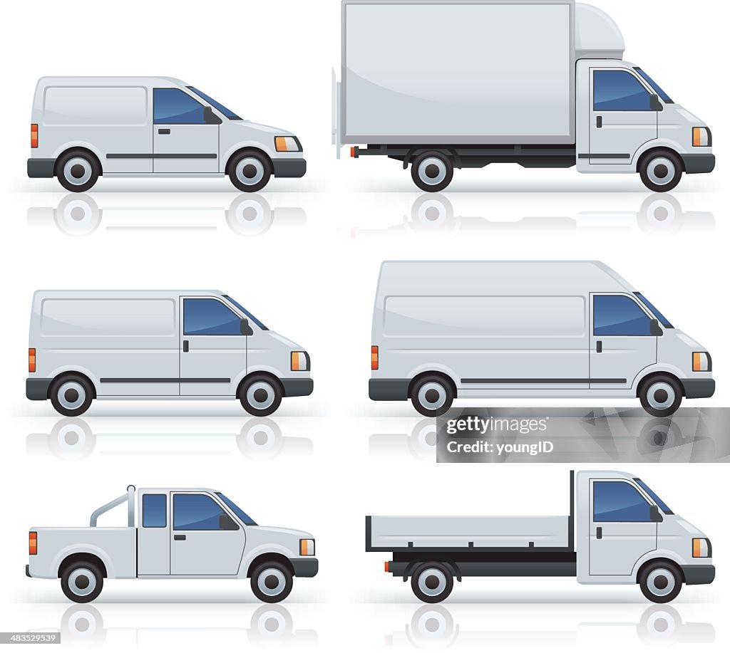 Six Commercial Van Icons Silhouetted On White High-Res Vector Graphic -  Getty Images