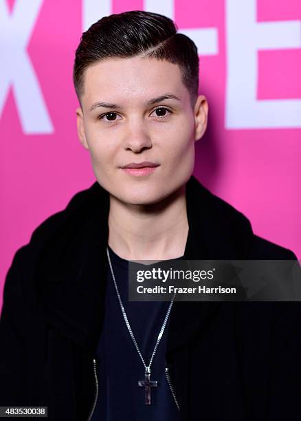 Actress Jesse Sullivan attends "Turbo Kid" during the Sundance NEXT FEST at The Theatre at Ace Hotel on August 9, 2015 in Los Angeles, California.