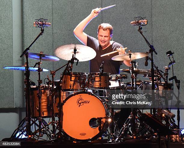 Keith Carlock of Steely Dan performs at Chastain Park Amphitheater on August 9, 2015 in Atlanta, Georgia.