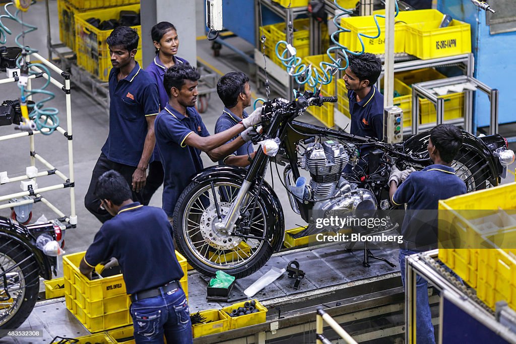 Production Line At Royal Enfield Motors Ltd. Factory As India Robot Invasion Undercuts Modi's Quest To Put Poor To Work