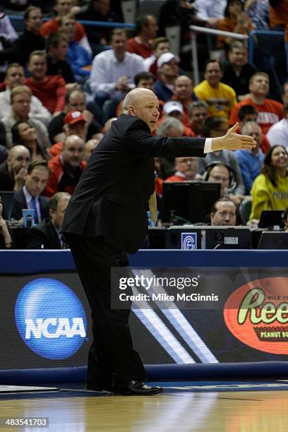 Head Coach Herb Sendek of the Texas Longhorns stands on the sidelines in the second half of play against the Arizona State Sun Devils during the game...