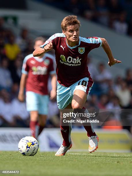 Jelle Vossen of Burnley during the Sky Bet Championship match between Leeds United and Burnley at Elland Road on August 8, 2015 in Leeds, England.