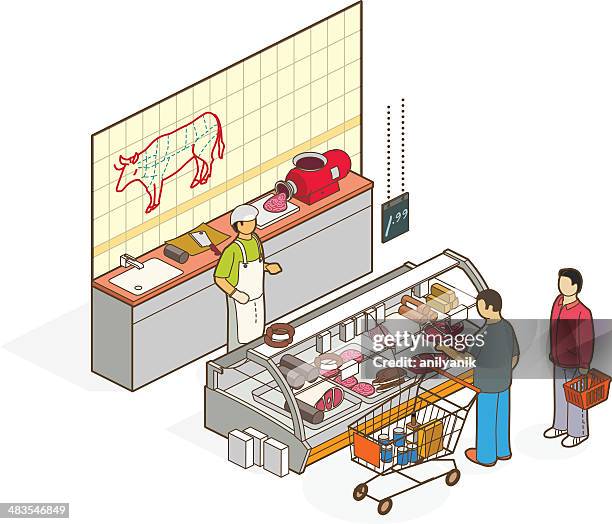 butcher - kitchen bench stock illustrations