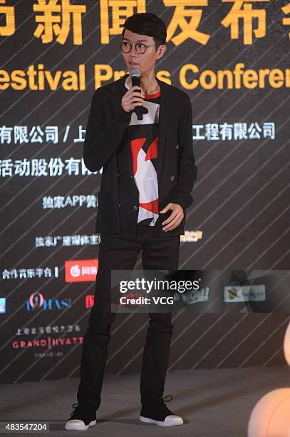 Singer Khalil Fong attends Spring Wave Music Festival press conference on August 10, 2015 in Shanghai, China.