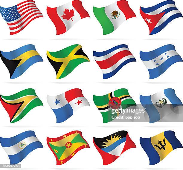 flying flags - north and central america - guyana flag stock illustrations
