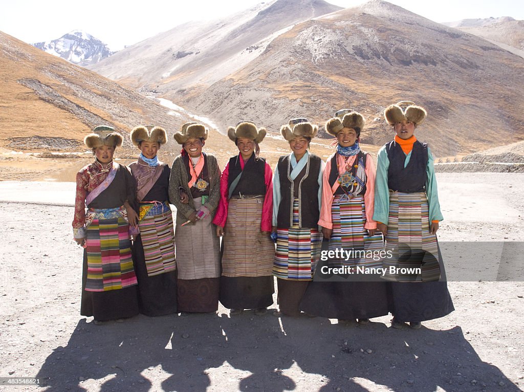 Tibetan Young Women in N. of Lhasa Tibet China.