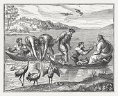 Miraculous fishing (Luke 5,1-11) by Raphael, published 1878