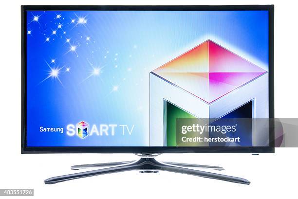 samsung smart tv logo - samsung smart tv stock pictures, royalty-free photos & images