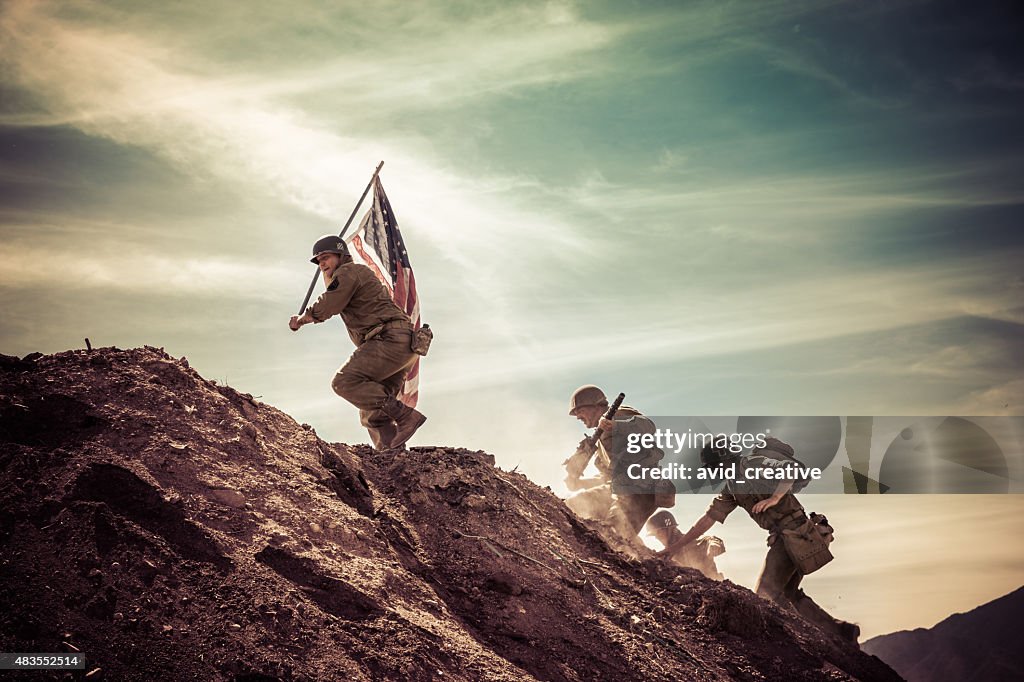 WWII Soldiers Taking a Hill