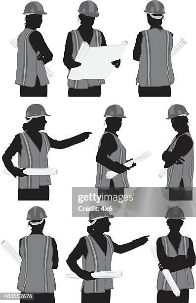 various views of architect - one woman only waist up silhouette stock illustrations