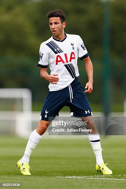 Ismail Azzaoui of Spurs in action during the Barclays U21 Premier League match between Tottenham Hotspur U21 and Everton U21 at Tottenham Hotspur...