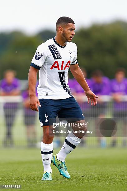 Cameron Carter-Vickers of Spurs looks on during the Barclays U21 Premier League match between Tottenham Hotspur U21 and Everton U21 at Tottenham...