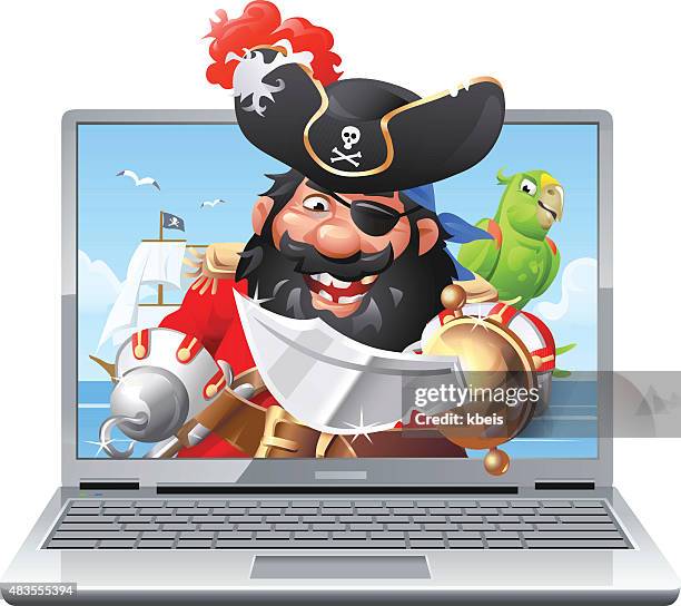 internet piracy - pirate criminal stock illustrations
