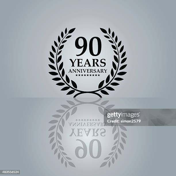 stockillustraties, clipart, cartoons en iconen met ninty years anniversary emblem - 90 years