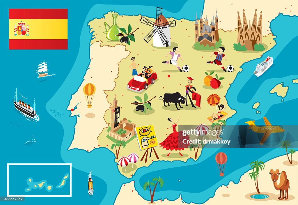 Cartoon map of SPAIN