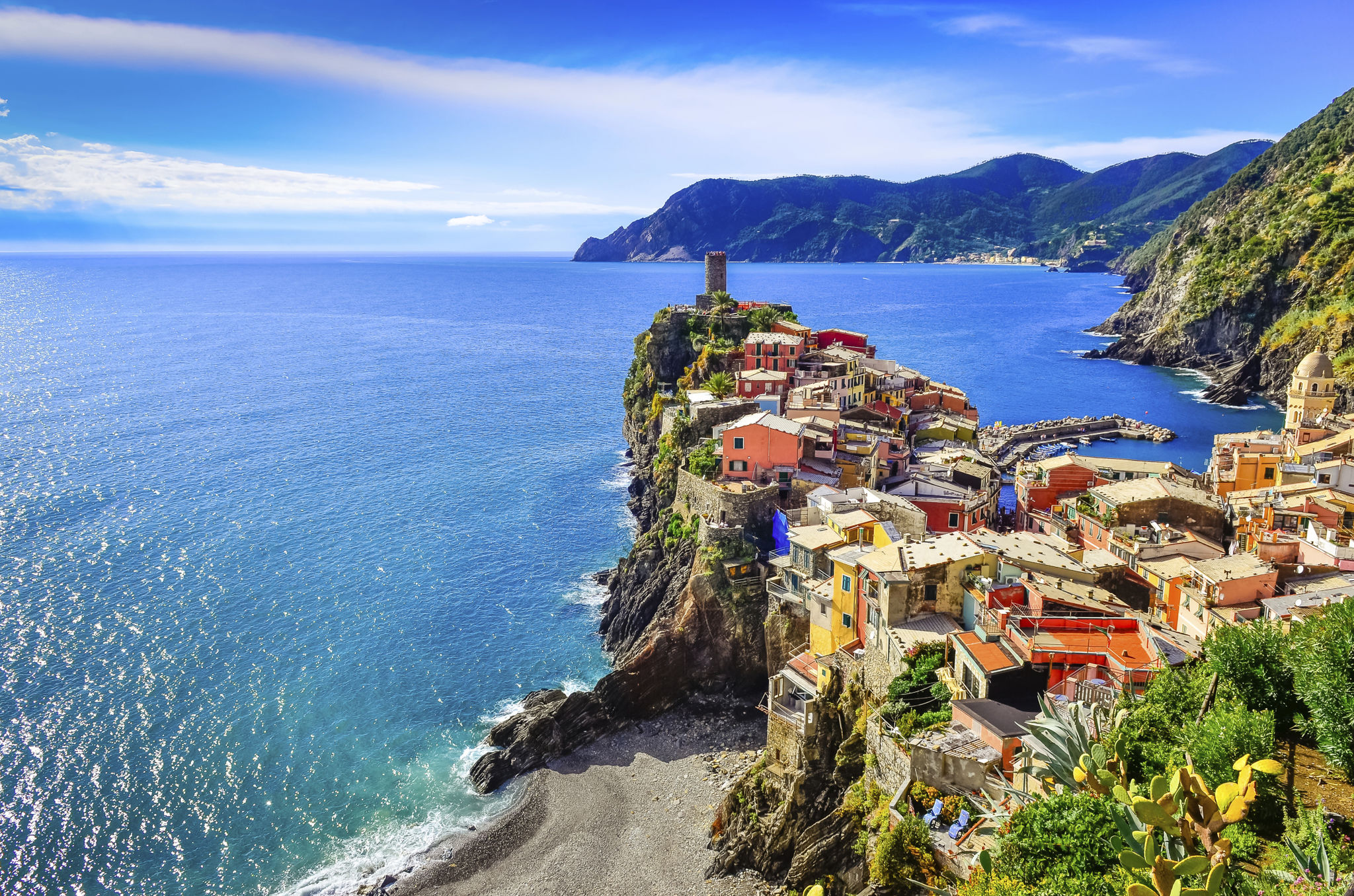 Scenic view of colorful village Vernazza in Cinque Terre Scenic view of colorful village Vernazza in Cinque Terre