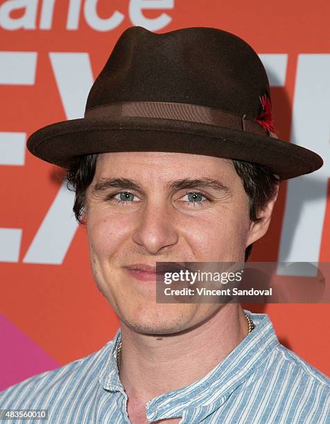 Actor Marc Senter attends the premiere of "Turbo Kid" during the Sundance NEXT FEST at The Theatre at Ace Hotel on August 9, 2015 in Los Angeles,...