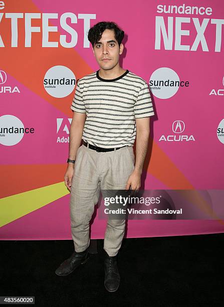 Musician Alan Palomo attends the premiere of "Turbo Kid" during the Sundance NEXT FEST at The Theatre at Ace Hotel on August 9, 2015 in Los Angeles,...