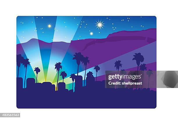 ilustraciones, imágenes clip art, dibujos animados e iconos de stock de colinas de hollywood 2 - hollywood hills los angeles