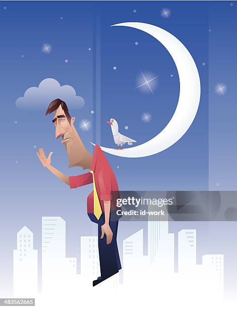 man hanged on moon - beer gut stock illustrations