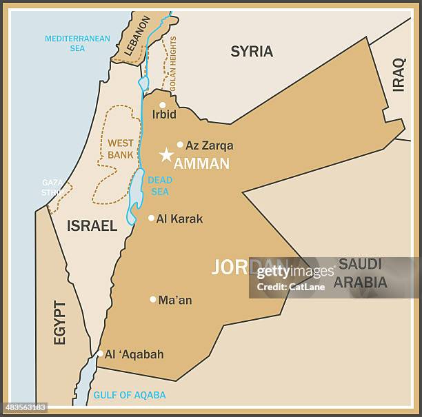 stockillustraties, clipart, cartoons en iconen met map of jordan - jordanie