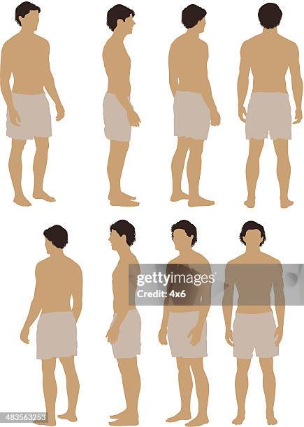 illustrations, cliparts, dessins animés et icônes de torse nu homme posant - caleçon