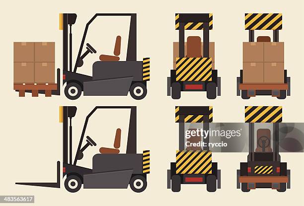 forklift front, back and side - forklift stock illustrations