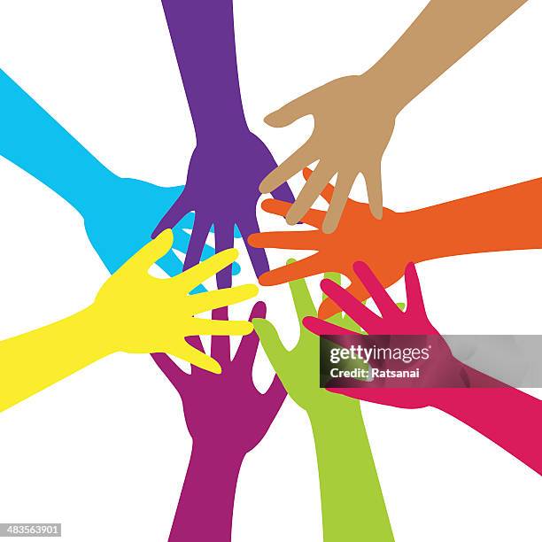 human hand - hello different languages stock illustrations