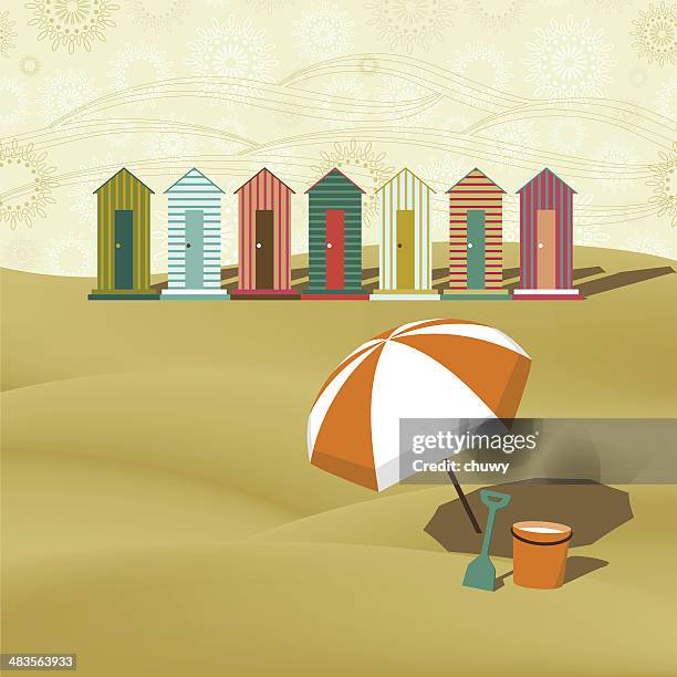 ilustraciones, imágenes clip art, dibujos animados e iconos de stock de playa de verano - beach hut