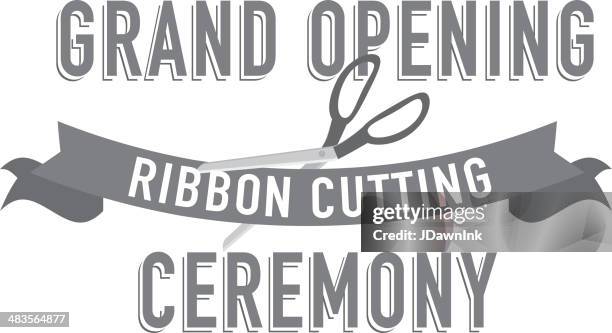 ribbon cutting  design or wordmark design template - ribbon cutting stock illustrations