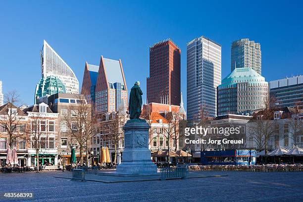 plein square and high-rise buildings - the hague stock pictures, royalty-free photos & images