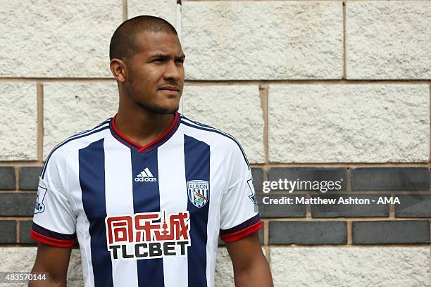 In this image released on August 10 Jose Salomon Rondon poses as he is unveiled by West Bromwich Albion at West Bromwich Albion Training Ground on...