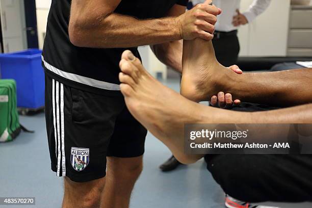 Behind the scenes at West Bromwich Albion as Jose Salomon Rondon has his medical on August 6, 2015 in West Bromwich, England.