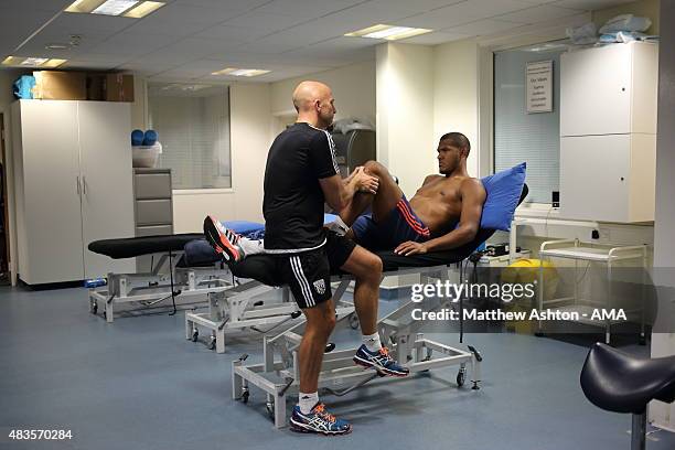 Behind the scenes at West Bromwich Albion as Jose Salomon Rondon has his medical on August 6, 2015 in West Bromwich, England.