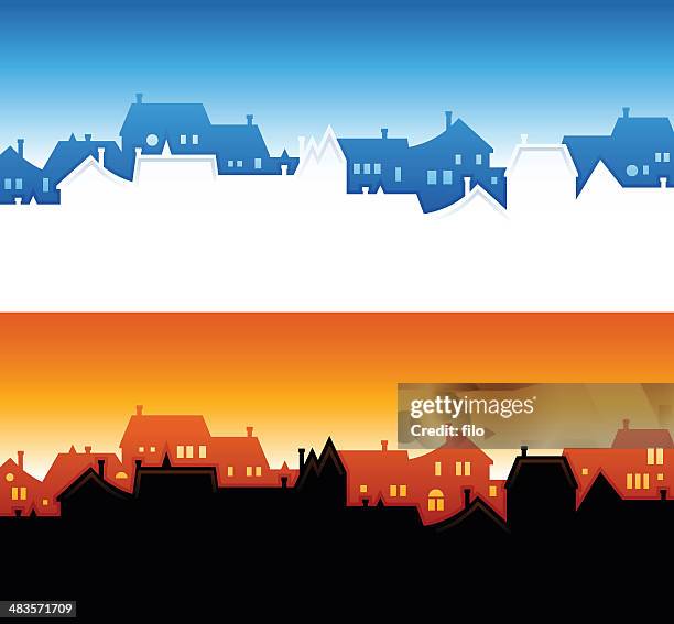 community skyline hintergründe - kleinstadt stock-grafiken, -clipart, -cartoons und -symbole