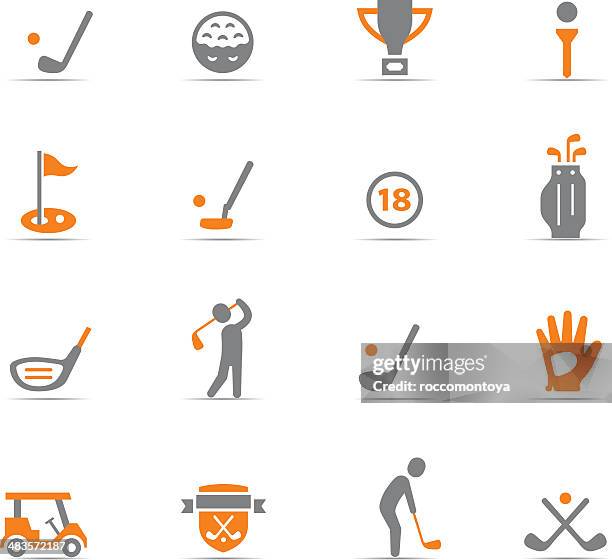 icon set, golf - tee icon stock illustrations