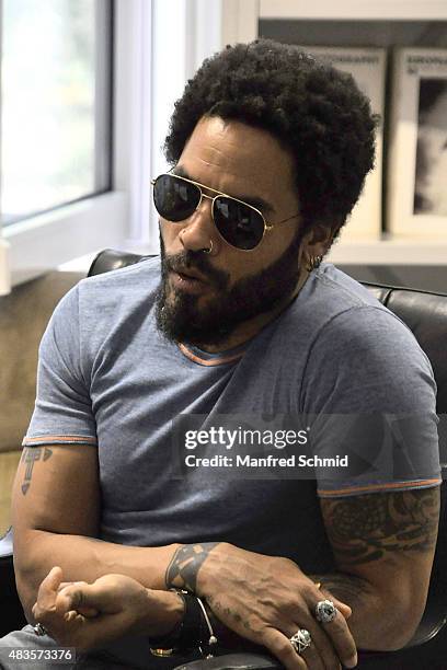 Lenny Kravitz poses during the press conference for Flash by Lenny Kravitz exhibition at Ostlicht Gallery on August 10, 2015 in Vienna, Austria.
