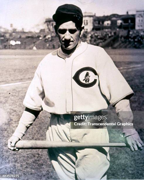 Kiki Cuyler, outfielder for the Chicago Cubs, poses for a photograph in 1930 in Wrigley Field in Chicago, Illinois.