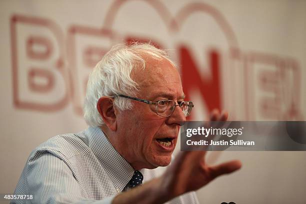 Independent presidential candidate U.S. Sen. Bernie Sanders speaks during a "Brunch with Bernie" campaign rally at the National Nurses United offices...