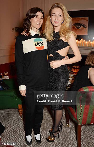 Bella Freud and Sabine Ghanem attend the Sabine G Harlequin Collection launch hosted by jewellery designer Sabine Ghanem and Joseph Getty at 26...
