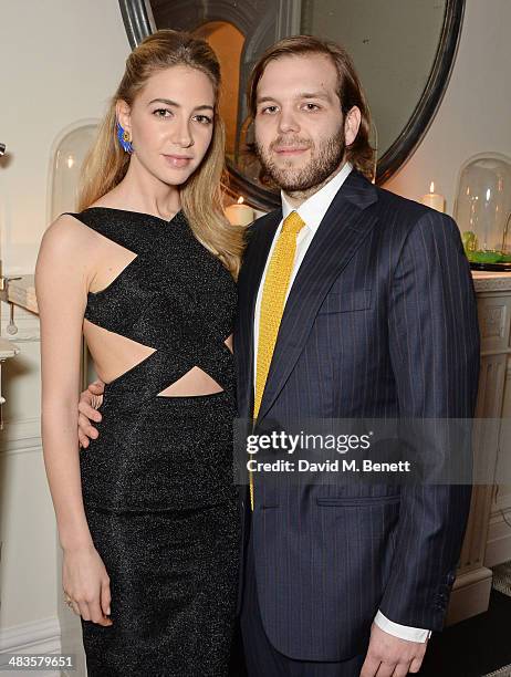 Jewellery designer Sabine Ghanem and Joseph Getty attend the Sabine G Harlequin Collection launch which they hosted at 26 Curzon Street on April 9,...